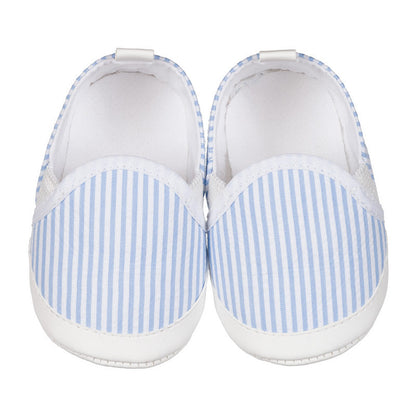 Scarpine azzurre in tessuto a righe