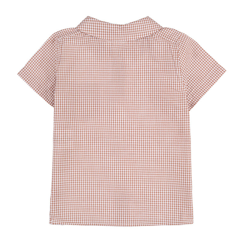 Camicia a mezza manica in vichy marrone