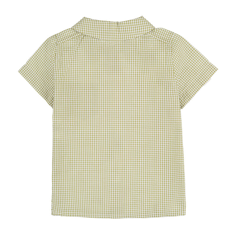 Camicia a mezza manica in vichy verde