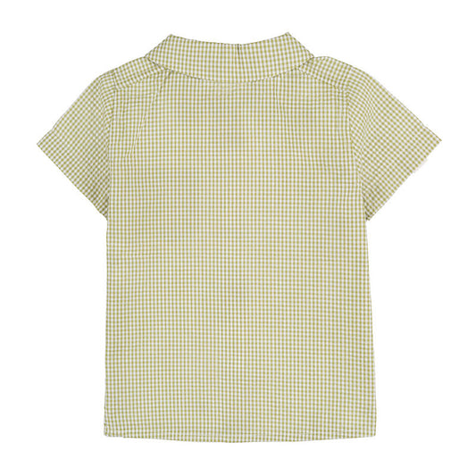 Camicia a mezza manica in vichy verde