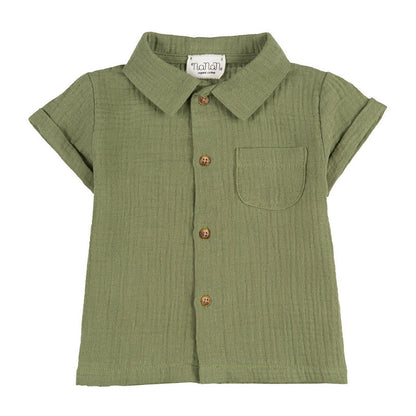 Completo camicia + shorts verde