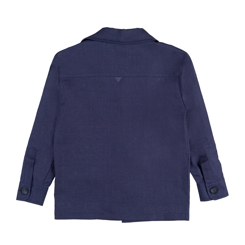 Giacca camicia blu in lino