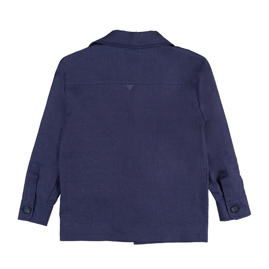 Giacca camicia blu in lino