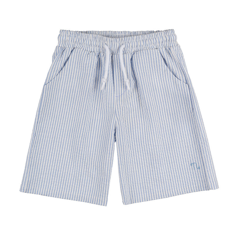 Hellblaue gestreifte Bermuda-Shorts