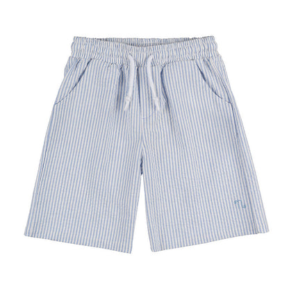 Hellblaue gestreifte Bermuda-Shorts