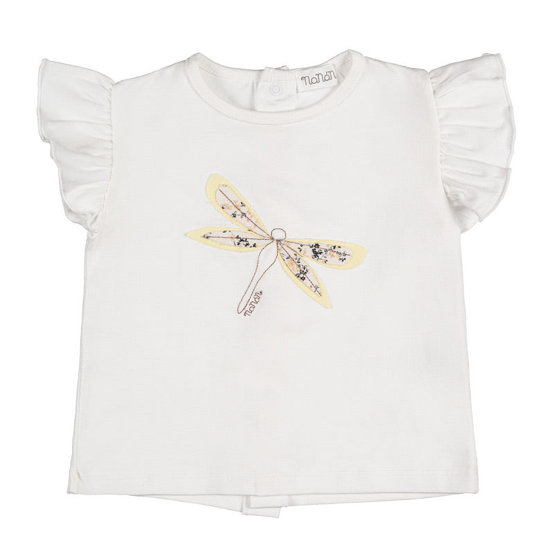T-shirt off-white con libellula