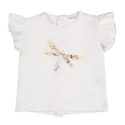 T-shirt off-white con libellula
