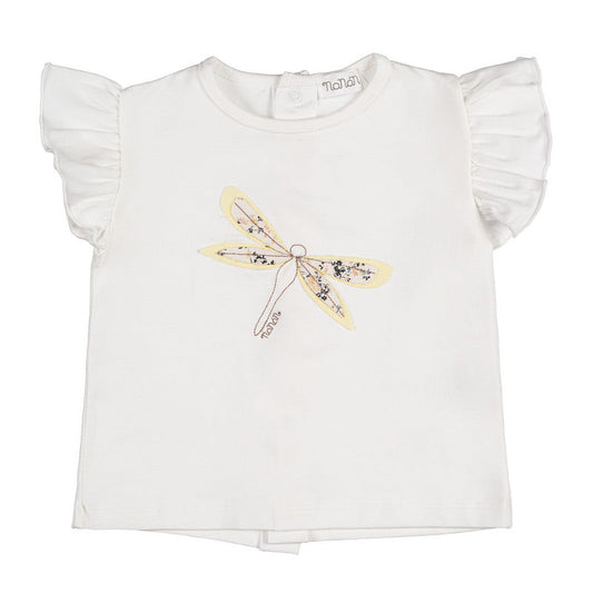 T-shirt off-white con libellula