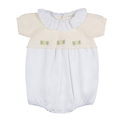Pagliaccetto off-white con pettorina