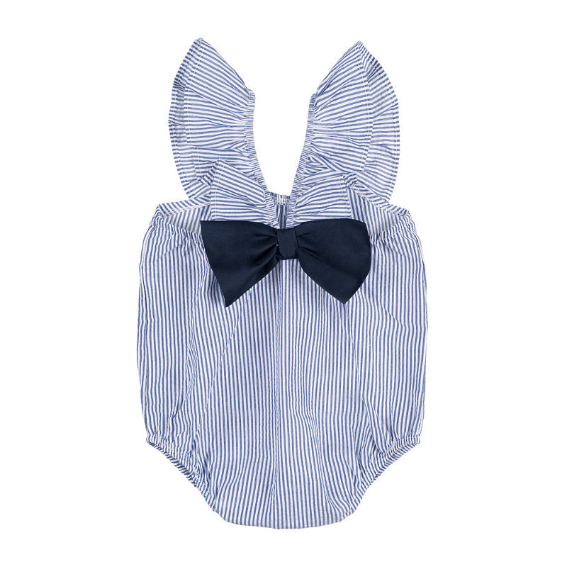 Blau gestreifter Strampler mit Schleife