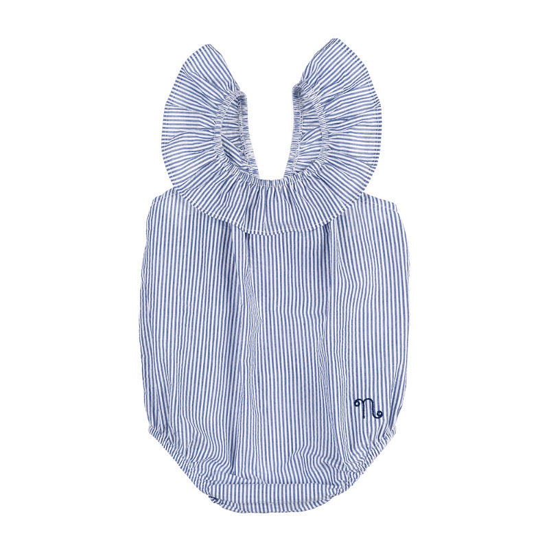 Blau gestreifter Strampler mit Schleife