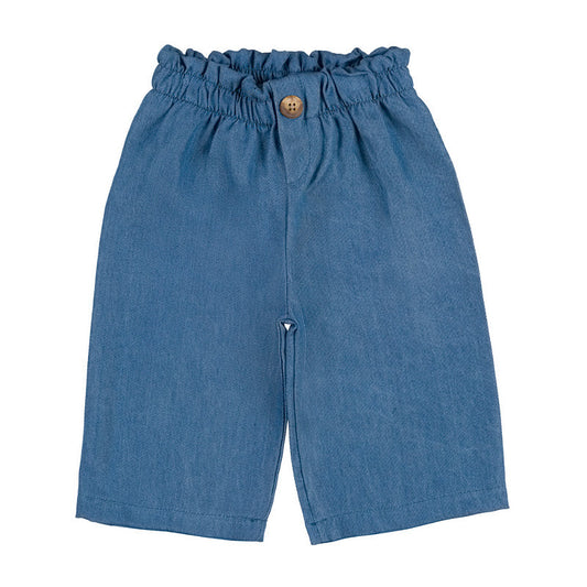 Pantalone lungo in chambray blu
