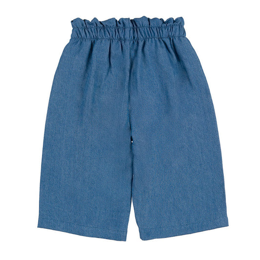 Pantalone lungo in chambray blu