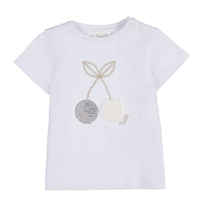 T-shirt bianca con ciliegie
