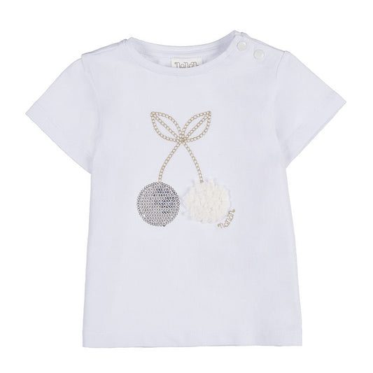 T-shirt bianca con ciliegie