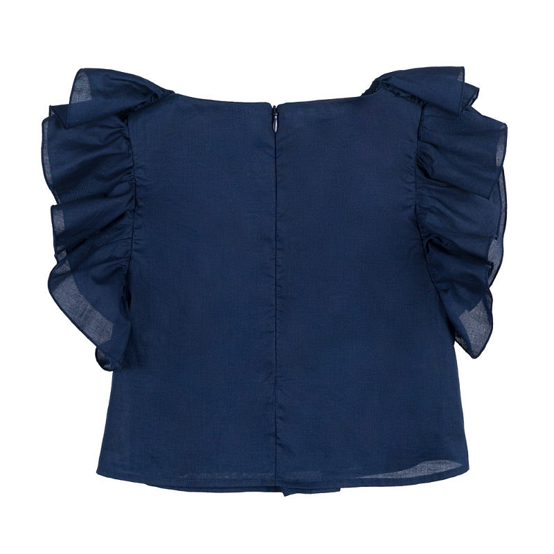 Blusa blu con frappe