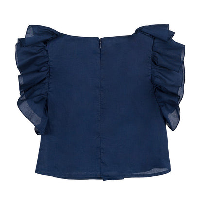 Blusa blu con frappe