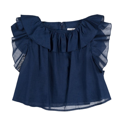 Blusa blu con frappe