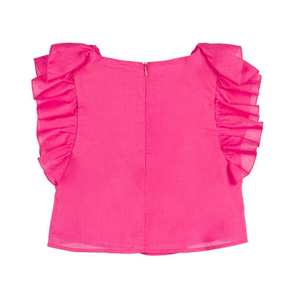 Blusa fucsia con frappe