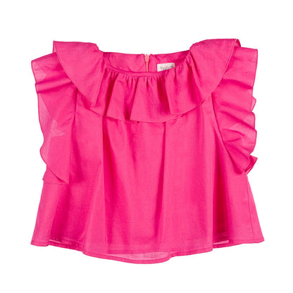 Blusa fucsia con frappe