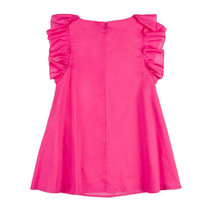 Fuchsiafarbenes Kleid mit Rüschen