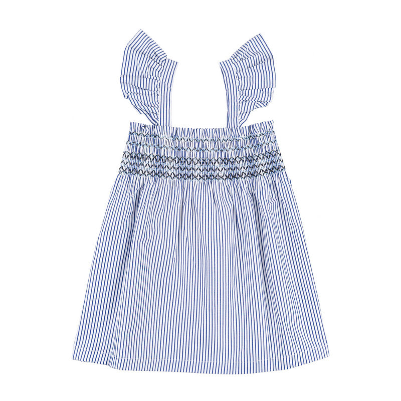 Top a righe blu con punto smock