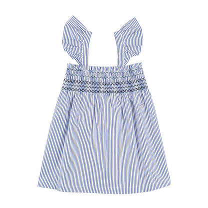 Top a righe blu con punto smock
