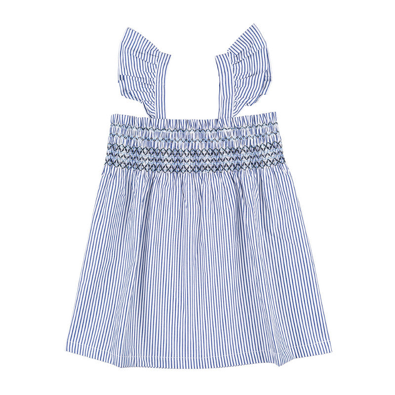 Top a righe blu con punto smock