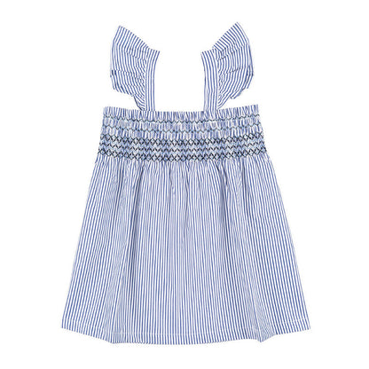 Top a righe blu con punto smock