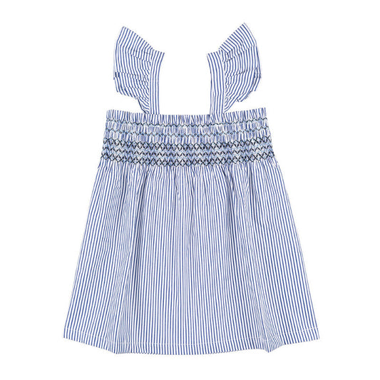 Top a righe blu con punto smock