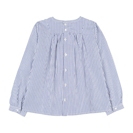 Blusa a righe blu con punto smock