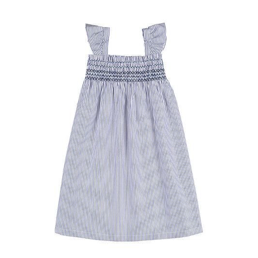 Abito a righe blu con punto smock