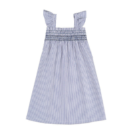 Abito a righe blu con punto smock