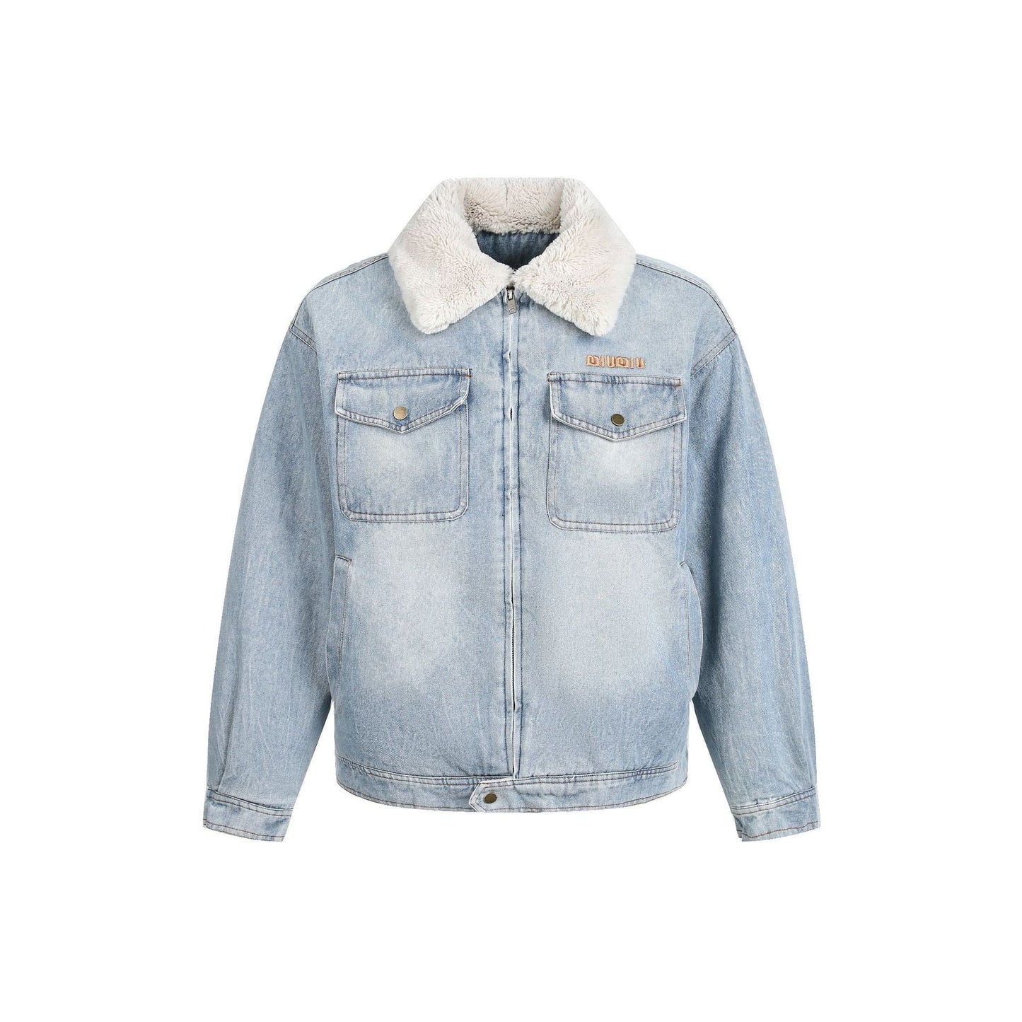 Giacca a jeans per uomo, color celeste con colletto bianco, regular