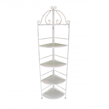 Scaffale in acciaio 5 piani verniciato bianco antico 50x35x175 cm