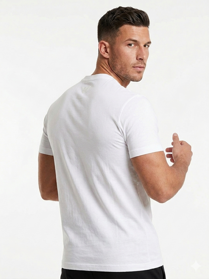 EA7 Emporio Armani T-Shirt Uomo Bianca Slim Trainer Core Identity Jersey Cotone - 7M001412 AF22264 M0213