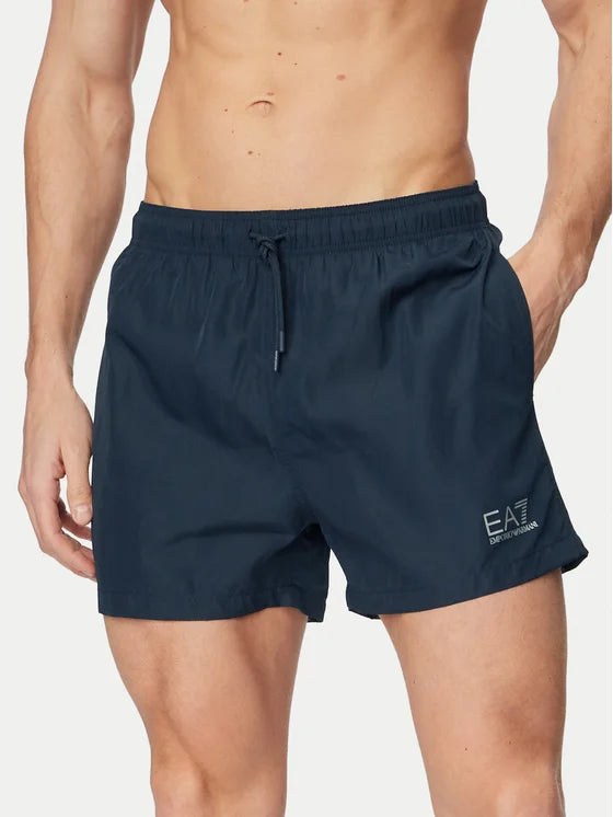 EA7 Emporio Armani Costume Boxer Uomo Blu Argento Logo - 7M001677 AF13019 MB010
