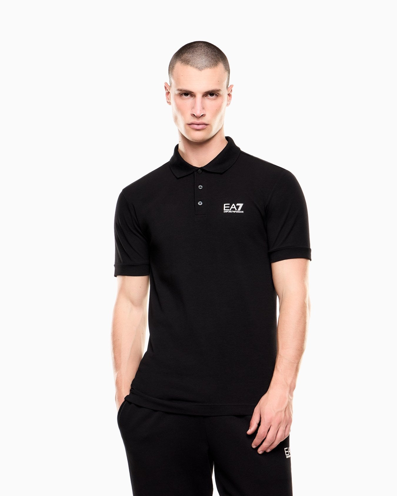 EA7 Emporio Armani Polo da uomo Core Identity in cotone stretch 8NPF14 PJVQZ 1200 nero