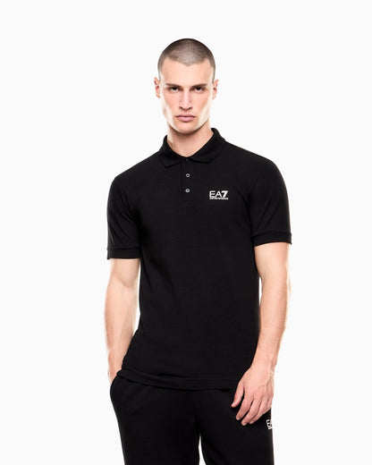 EA7 Emporio Armani Polo da uomo Core Identity in cotone stretch 8NPF14 PJVQZ 1200 nero