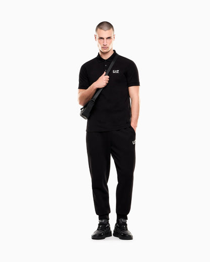 EA7 Emporio Armani Polo da uomo Core Identity in cotone stretch 8NPF14 PJVQZ 1200 nero