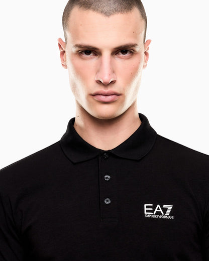 EA7 Emporio Armani Polo da uomo Core Identity in cotone stretch 8NPF14 PJVQZ 1200 nero