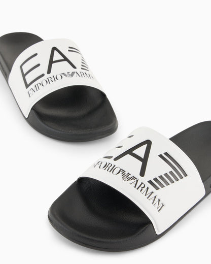 EA7 Emporio Armani Slides Maxi Logo Total White Unisex - 7X000108 AF15118 MZ096