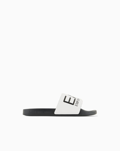 EA7 Emporio Armani Slides Maxi Logo Total White Unisex - 7X000108 AF15118 MZ096