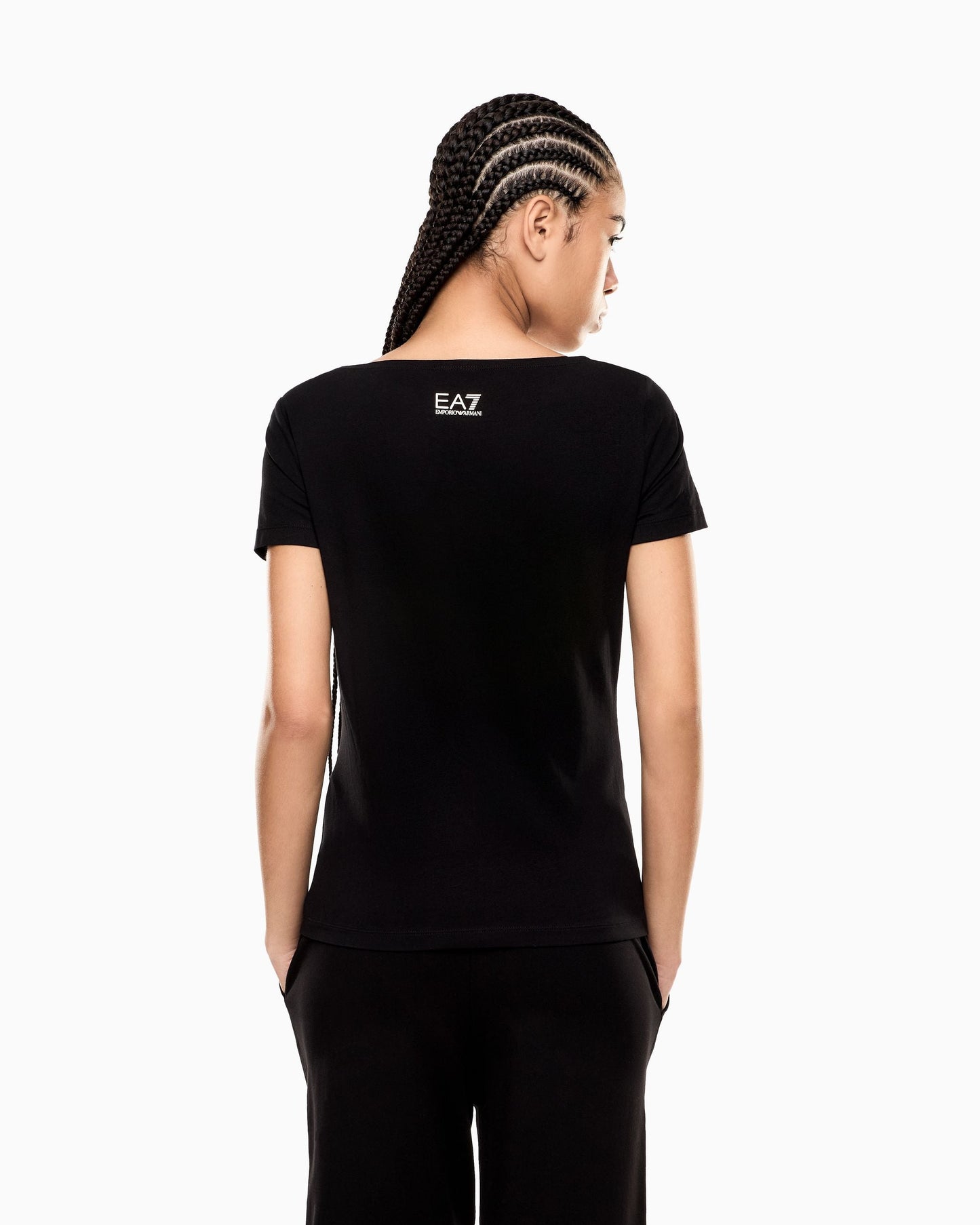 EA7 Emporio Armani T-Shirt Donna Logo Series Micro Borchie Nera - 7W000978 AF10373 UC001