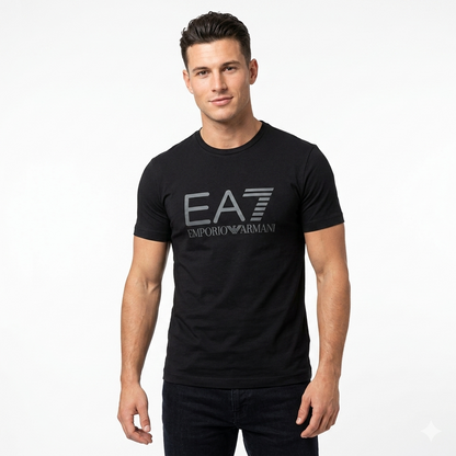 EA7 Emporio Armani T-Shirt Uomo Nera Slim Trainer Core Identity Cotone - 7M001412 AF22264 MC005