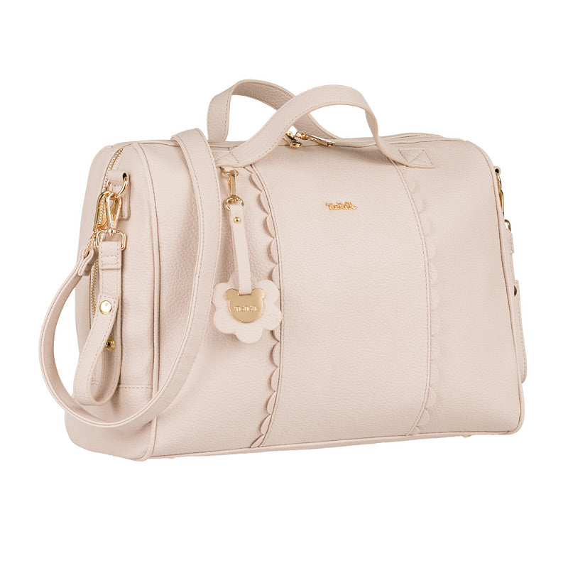 Borsa da passeggio beige con fasciatoio