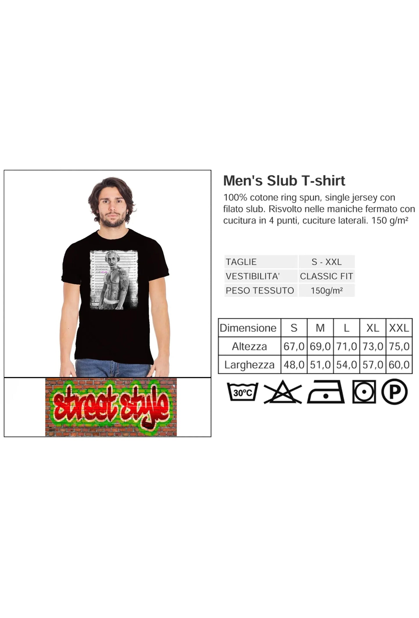T-Shirt Einstein Tatuato Muscle - Cotone Fiammato Uomo
