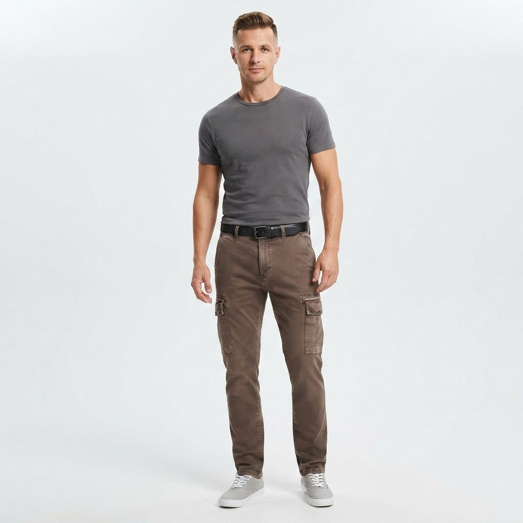 Bomboogie PMREYTGBT6 Pantalone Cargo Uomo Regular Fit Cotone Marrone