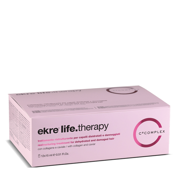 Ekre Life Therapy Restrukturierende Behandlung für dehydriertes und strapaziertes Haar 12 Ampullen à 15 ml