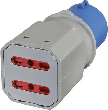 Electraline 80956 - Adattatore multipresa con spina industriale e 2 prese schuko